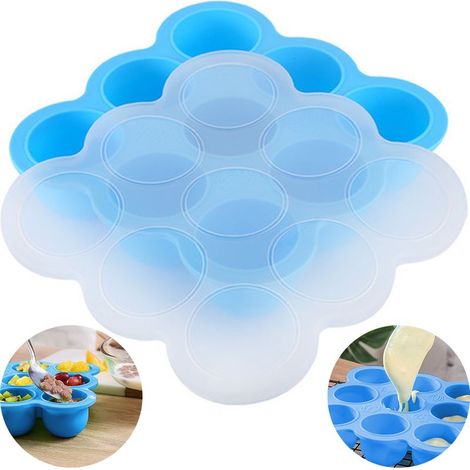 Boîte de conservation alimentaire - Couvercle en silicone pour bac à glace - 9 compartiments de 70 ml - Compatible congélateur, micro-ondes, lave-vaisselle et four - 1 pièce (1/5)