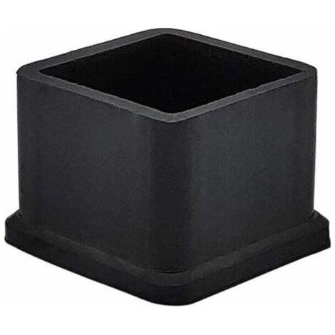 2.5 x 2.5 cm (1 inch x 1 inch) Pack of 16 Protective Caps, XU, for Chair or Table Legs, Thick, Square, Black Rubber - (1/4)