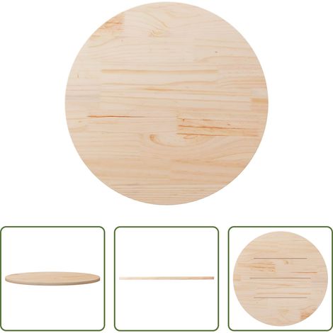 vidaXL Bois de pin - Dessus de table Ø80x2,5 cm Bois de pin massif (1/5)