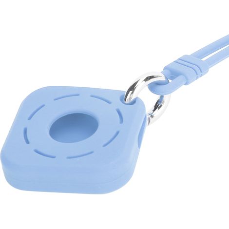 Étui de protection en silicone avec dragonne pour traceur iOS, modèle carré évidé, couleur bleu (1/5)