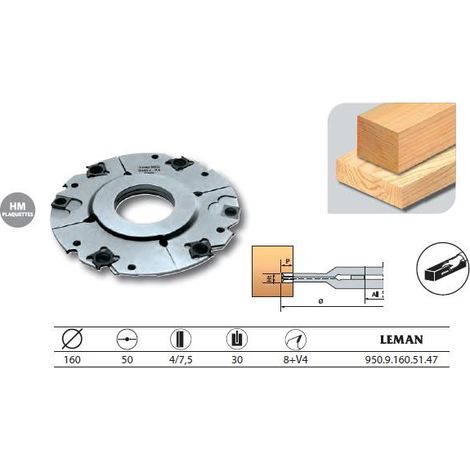 Leman - Porte-outils à rainer extensible 160x50x4/7,5 z8+V4 - 950.9.160.51.47 (1/3)