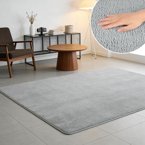 Tapis Poil Ras, 160x230CM Lavable Antidérapant Moderne, Gris (1/5)