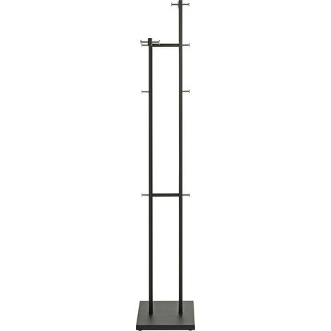 Porte-manteau en métal chromé coloris noir -longueur 42 x profondeur 30 x hauteur 175 cm (1/4)