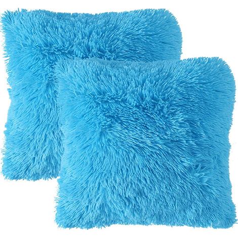 Lot de 2 coussins, fausse fourrure, décoration salon, housse zip invisible, polyester doux, Noël (1/5)