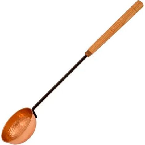 Louche Schöpfkelle en Cuivre Martelé avec Manche en Bois Élégante pour Cuisine Professionnelle et Maison Pots Poêles Chaudrons
