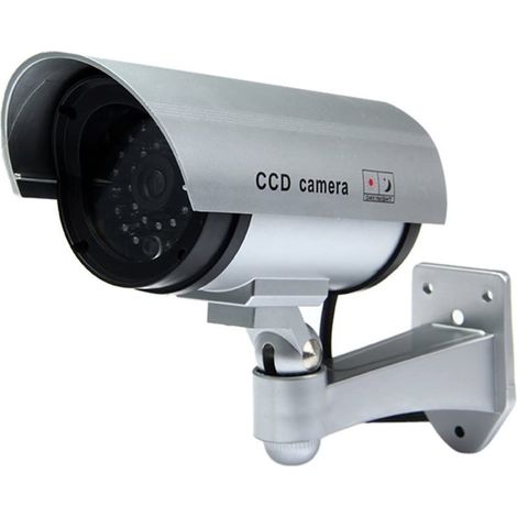 Telecamera di videosorveglianza finta CCTV dummy cam da esterno con un led lampeggiante a infrarossi e staffa di montaggio design professionale (1/5)