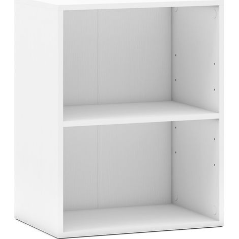 2-stöckiges Bücherregal aus Holz, verstellbare Regalböden, Weiß, 42 x 29,5 x 53,5 cm