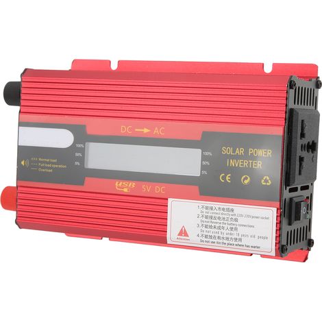 420 W Spitzenleistung, 1000 W, 12 V/24 V auf 220 V, 50 Hz Spannungswandler, modifizierte Sinuswelle, Unterspannungsalarm, LCD-Bildschirm, für Wohnmobile und Haushalte (1/5)