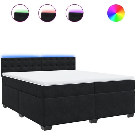 Maison Exclusive - Cama box spring con colchón terciopelo negro 2 (1/5)