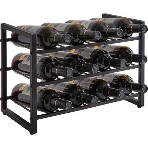 Casier à Bouteille Vin en Métal pour 12 Bouteilles,Noir TMJ906H (1/5)