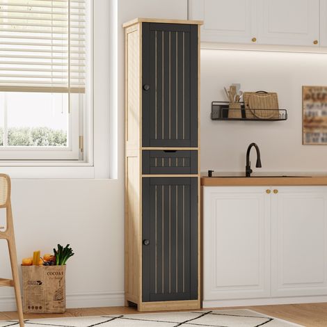 Aparador 170x40x30 cm de MDF, con 4 estantes regulables, estilo retro y sistema antivuelco (1/5)