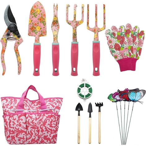 APEX Ensemble d'outils de jardin, cadeau de jardinage 16 pièces pour femmes et hommes, coffret d'outils de jardinage à main avec sécateur (1/5)