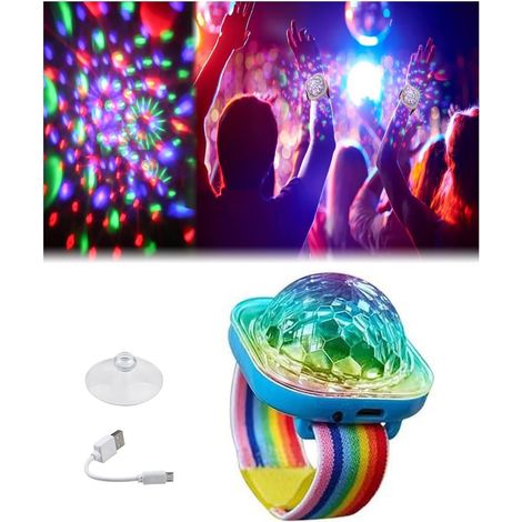 Boule disco lumineuse, mini lampe LED portable avec sangle pour fête en voiture pour enfants (bleu) (1/5)