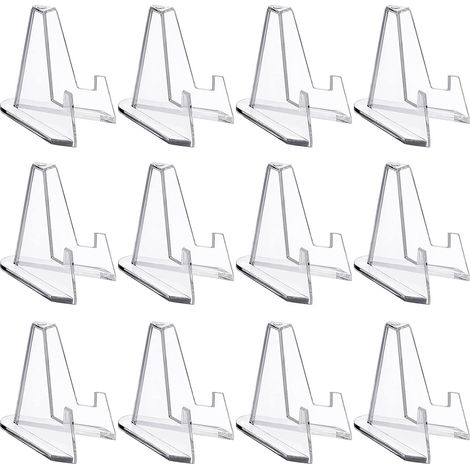 CSPARKV (4 × 4 × 5,4 cm) 12er-Pack Acryl-Plattenhalter, rutschfester, transparenter Bilderrahmenhalter, multifunktionaler Präsentationsständer für Münzen, Taschenuhren, Medaillen