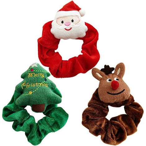 Lot de 3 élastiques à cheveux chouchous, accessoires pour cheveux de Noël-13.00X10.00X1.00CM (1/3)