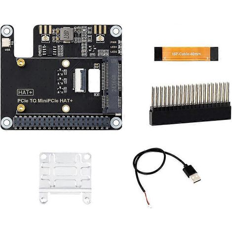 HAT+ PCIe-zu-MiniPCIe-Adapter für Raspberry Pi 5 mit Unterstützung für WLAN-Karten, USB-Module, Bluetooth und KI (1/5)