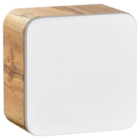 Möbel Badezimmer ERBANO – Helles Eichenholz und glänzendes Weiß – 35x35 cm – 1 Tür – Zum Aufhängen