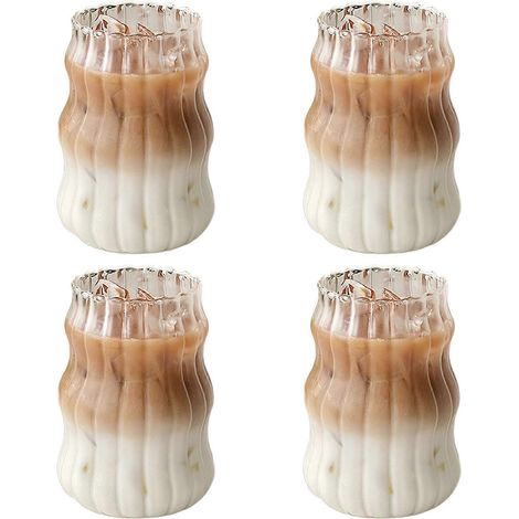 Lot de 4 verres à cocktail en verre côtelé transparent à fond épais. (1/4)
