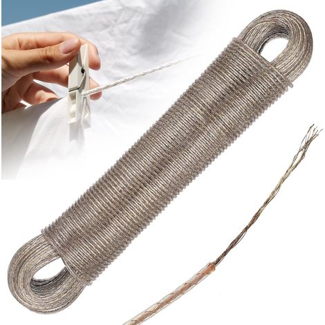 Corde à Linge Exterieur Robuste, 3 mm x 30m Fil a Linge Extérieur, Étendoir à Linges, Corde à Linges étanche avec âme en Acier, pour Jardin, Voyage et Autres Occasions (1/5)