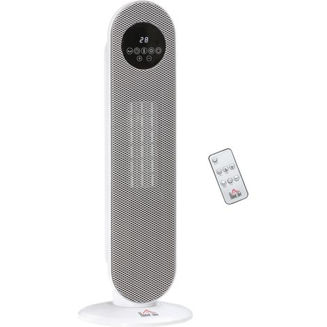 Radiateur céramique soufflant oscillant 1300/2000W, chauffage d'appoint 15-40°C avec télécommande, 63,5 x 21 x 21 cm