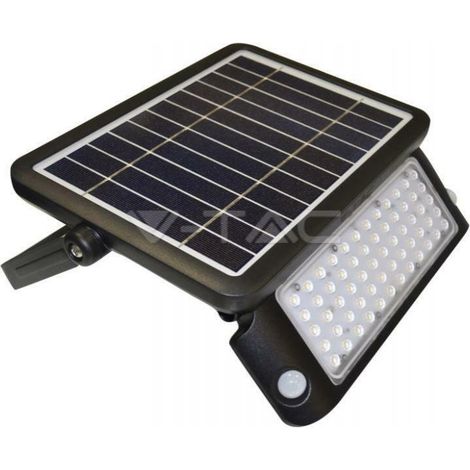 V-tac faro led solare 10w ip65 4000k copro nero luce bianco naturale vt-787-10 9869