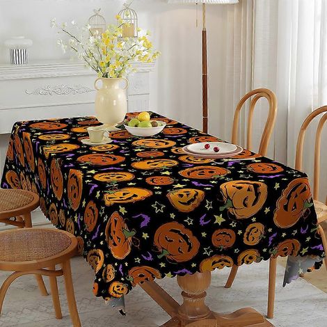 Nappe imperméable et résistante à l'huile, motif toile d'araignée, pour décoration de table d'Halloween (salon, salle à manger, table basse), 150 x 180 cm. (1/5)