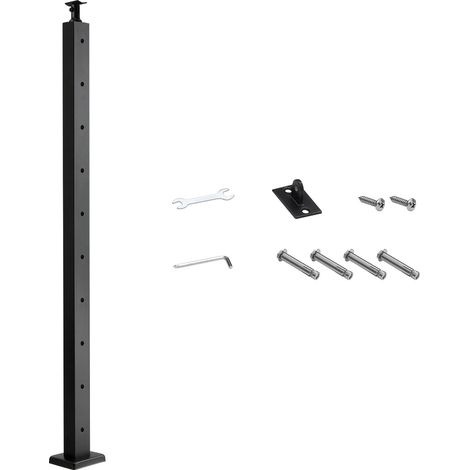Mophorn Kabelgeländerpfosten, 914x50,8x50,8 mm, Kabel-Treppengeländerpfosten, vorgebohrte horizontale Löcher, Edelstahl SUS304, für Handlauf, Balustrade, schwarz