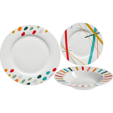 Mopita Arlecchino set 18 piatti fine porcellana multicolor