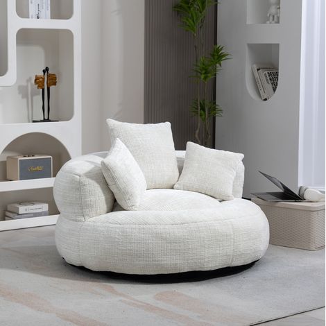 Lounge-Sessel 108x108x52 cm Beige mit 3 Kissen, Chenille-Bezug, ohne Montage MEUBLIV (1/5)