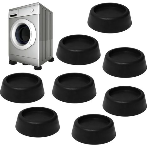 Lot de 8 patins anti-vibration pour lave-linge et sèche-linge, caoutchouc 20mm, amortisseurs noirs antidérapants (1/5)