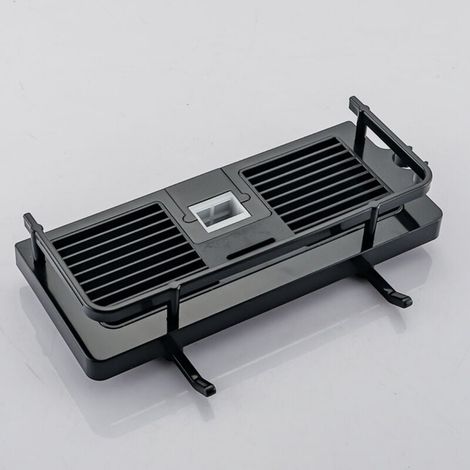 Étagère Douche sans Percage Porte Savon pour Rangement et Organisation de la Salle de Bain avec 4 Crochets et 2 Un Support de Douche Adapté aux Barres de Douche 18mm-25mm Gris (1/4)