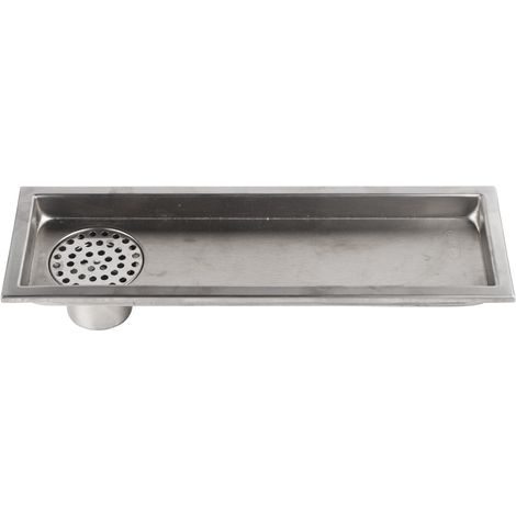Bonde de sol rectangulaire en acier inoxydable de grande taille pour douche et salle de bain (évacuation latérale) (1/4)