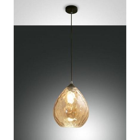 Suspension Gisella En Verre Soufflé Ambré Avec Structure Métallique - Éclairage Intérieur Élégant Ø260 Mm Douille E27