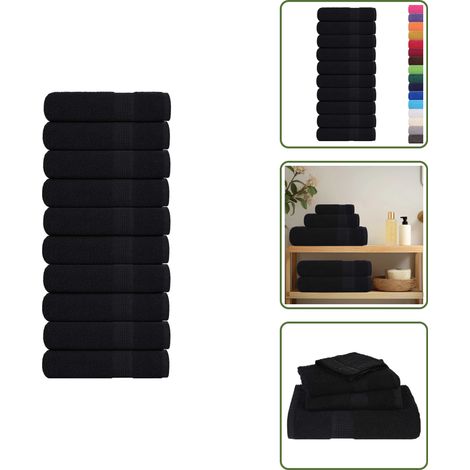 vidaXL Handtücher 10 Stk. Schwarz 50x100 cm 360 g/m² 100% Baumwolle (1/5)