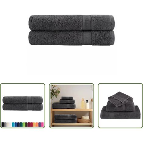 vidaXL Sauna - Premium Saunatücher SOLUND 2 Stk. Anthrazit 80x200 cm 600 g/m² (1/5)