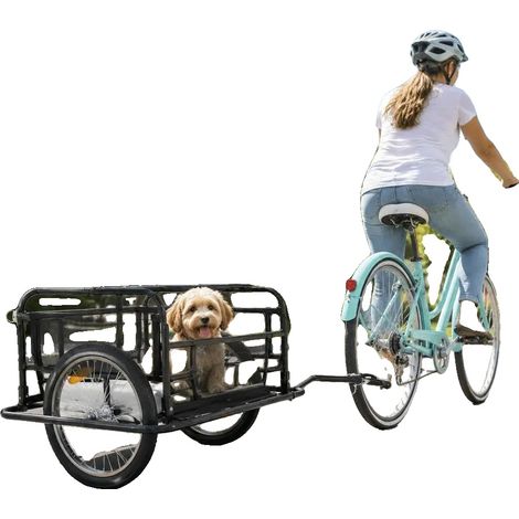 Remolque para bicicleta, acero reforzado, enganche de liberación rápida, negro. (1/2)