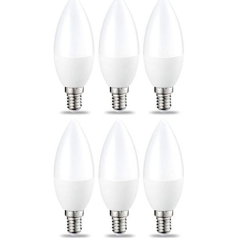 Set di 6 piccole lampadine LED a forma di fiamma Attacco Edison a vite E14 4,9 W (equivalente a 40 W) Luce bianca calda Intensità non regolabile (1/3)