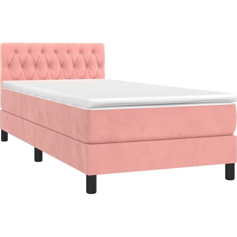 Sommier à lattes de lit avec matelas et LED Rose 90x200 (1/5)