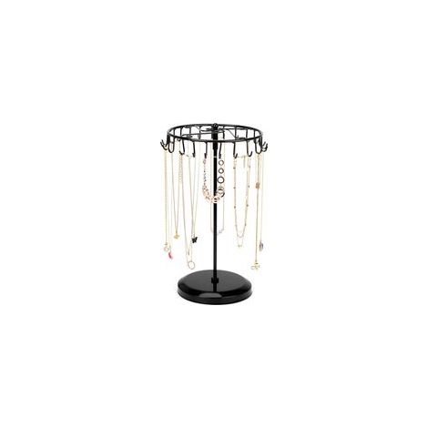 Porte Bijoux Rotatif en Métal Noir 23 Crochets - H35 x l18 cm - Tour de Presentoir Bijoux - Porte Collier Bracelets Bagues et Boucles d’Oreilles
