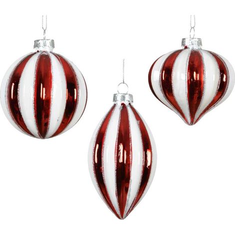 Decoris Pallina di Natale in Vetro Rossa Elegante - 8cm