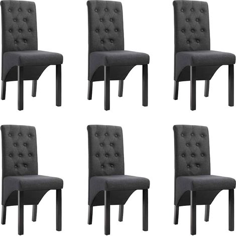 Lot de 6 Chaises de salle à manger - Chaises à dîner Gris foncé Tissu BV778676 - BonneVie (1/5)