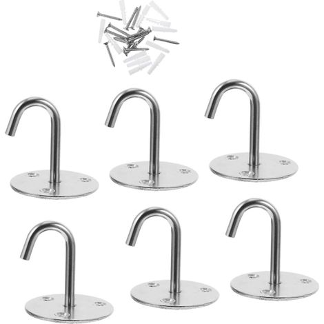 6 crochets muraux, inox, pour plantes, à visser, serviettes (1/5)