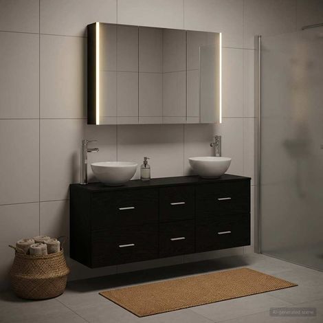 vidaXL Juego de muebles de baño 4 uds. Roble Negro (1/5)
