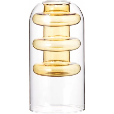 Vase en verre double couche ambre 3 sections (1/5)