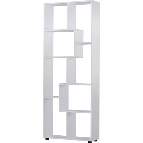 Libreria, libreria alta, divisorio moderno per ambienti, mobile contenitore a 8 cubi, scaffale autoportante per soggiorno, camera da letto, ufficio, 70 x 24 x 178 cm, bianco