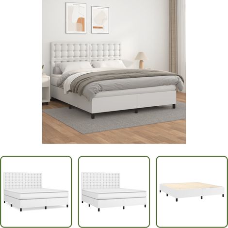 vidaXL Sommeil réparateur - Sommier à lattes de lit avec matelas Blanc 160x200cm Similicuir (1/5)