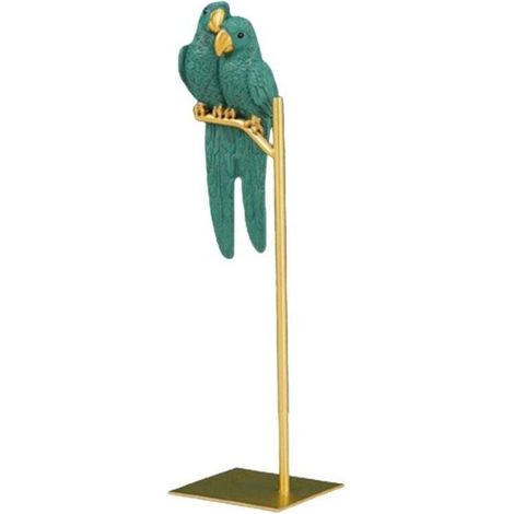 Statue de Perroquet en Résine Décorative Oiseau Vert Décoration d'Intérieur Animalière (1/4)