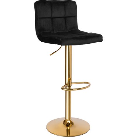 Tabouret de bar Arako doré, velours noir (1/5)