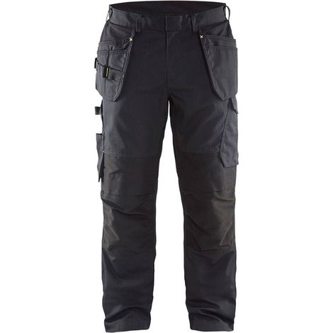 Pantaloni da lavoro con tasche flottanti elasticizzati 1496 - Nero/Giallo fluorescente 3XL - FR(56) - SE(C62) - Standard (1/5)