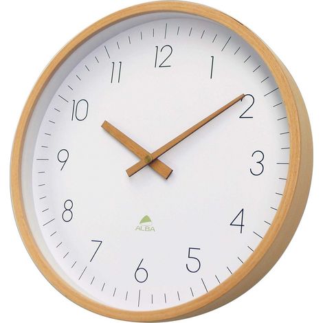 ALBA HORTREE HORLOGE MURALE (HÊTRE)/VERRE, BOIS CLAIR/FOND BLANC, MOYEN